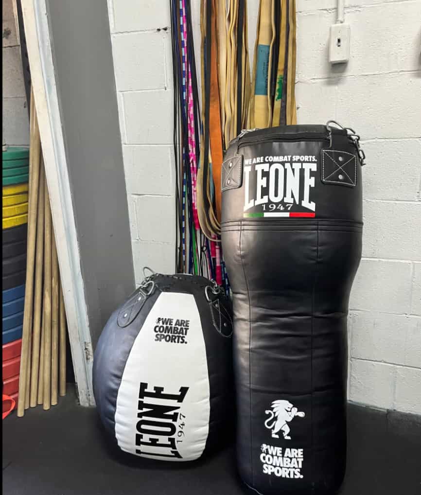 Heavy bags and kickboxing equipment at our gym