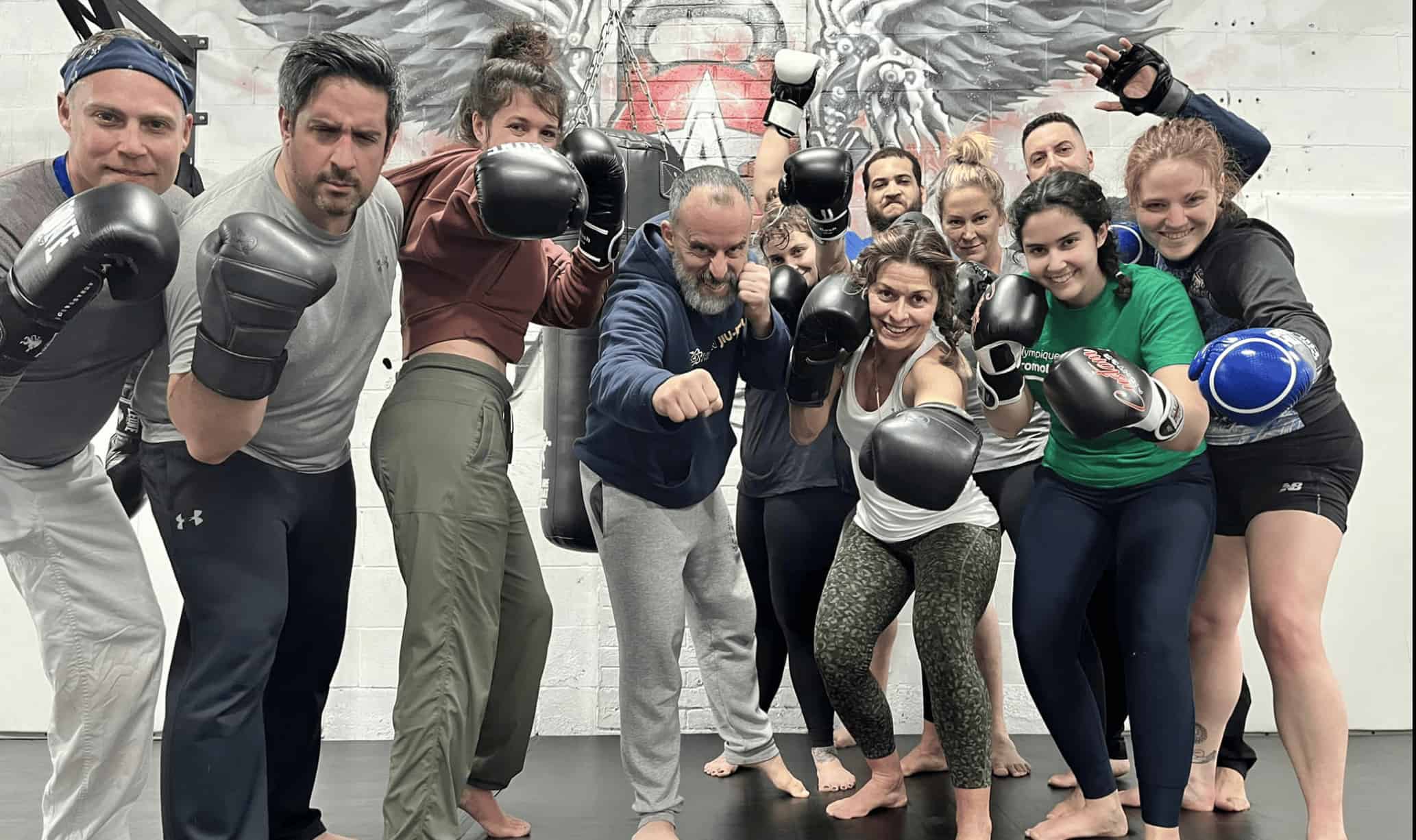 Kickboxing class in action at Jiujitsu Montreal